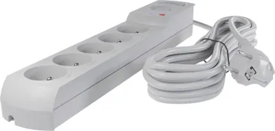 Obrázok produktu pre 5zásuvková napájacia lišta 1,5 m sivá 10A 2300W W-100034