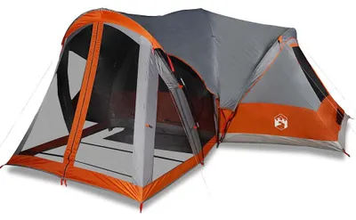 Image de vidaXL Tipi tente familiale 8 personnes Gris et orange Étanche