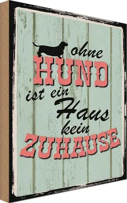 Produktbild von vianmo Holzschild 30x20 cm Ohne Hund ist kein Zuhause Tier Haustier