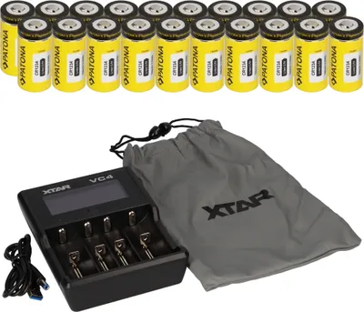 Produktbild von Set 20x Patona CR123A Akku + Xtar VC4 Ladegerät Li-Ion NiMH
