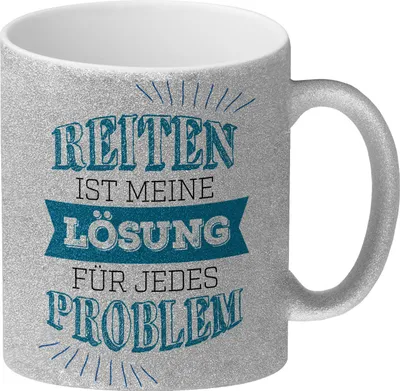 Produktbild von Reiten ist meine Lösung für jedes Problem Glitzer-Glitzer-Kaffeebecher
