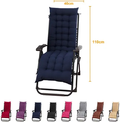 Obrázek produktu pro （40 × 110 cm，Navy blue）Anti-slip zahradní nábytek podložka zahradní židle polštář židle polštářek s vysokým opěradlem židle polštářky polštářky s 6 popruhy pro terasu houpací židle zahradní židle jídelní židle