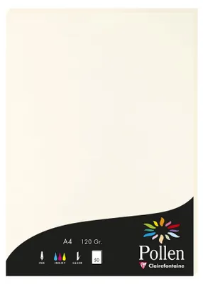 Produktbild von Pollen by Clairefontaine Papier DIN A4 120 g/qm naturweiß 50 Blatt