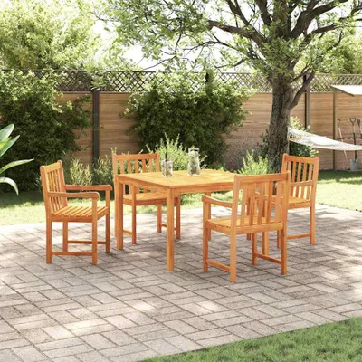Imagen del producto de Maison Exclusive - Juego de mesa para jardín, 5 piezas, color marrón, madera maciza de acacia
