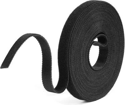 Obrázek produktu pro Domácí kabelové svorky, 5 m, černé, 10 mm, samolepicí páska