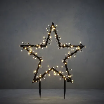Produktbild von Luca Lighting Garden d'Light Stern Gartenstecker mit 150 klassisch-weißer LED-Lämpchen - L60 x H73 cm - Schwarz
