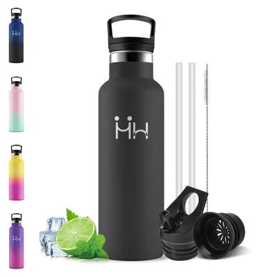 Produktbild von Motswedi Trinkflasche Edelstahl 500ml, mit Strohhalm, Thermosflasche, Thermo Tri