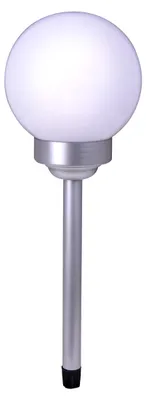 Produktbild von LED Außen Kugelerdspieß "BALL" D: 15 cm, Lampe für den Außenbereich im Modern-Style, aus Kunststoff in weiß, 51,5 cm hoch, Ø 15 cm, LED Platine – mit Schiebeschalter – Dämmerungssensor