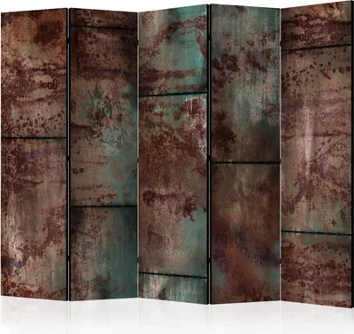 Produktbild von 5-teiliger Doppelseitiger Vlies Paravent - Dark Metal Sheet II 225x172 cm Muster f-A-0703-z-c