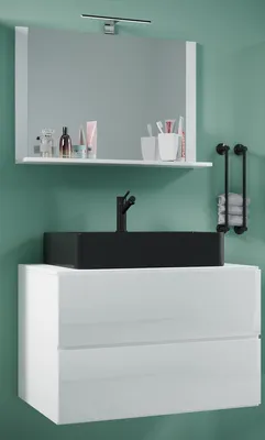 Produktbild von VCM 3-tlg. Waschplatz Waschtisch | Waschbecken Unterschrank Breite 80 cm | Badmöbel Set mit Schubladen Spiegel | Lendas M