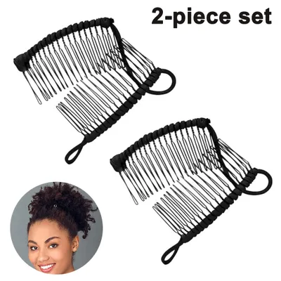 Produktbild von 2 Stück Vintage Bananen-Haarspangen Dehnbares Haar-Accessoire 30 Zahn-Bananen-Kamm-Clips Faule Haarspule