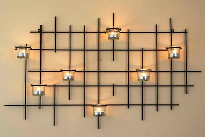 Zdjęcie produktu dla DanDiBo świecznik ścienny na tealight 7XXL świecznik ścienny na tealight metalowy 83 cm świecznik na tealight