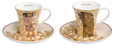 Produktbild von 2x Gustav Klimt Espressotassen Die Erwartung + Die Erfüllung Goebel Porzellan