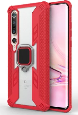 Produktbild von Mobigear Armor Ring Xiaomi Mi 10 Pro Hülle Hardcase Backcover Stoßfest mit Ringhalter - Rot