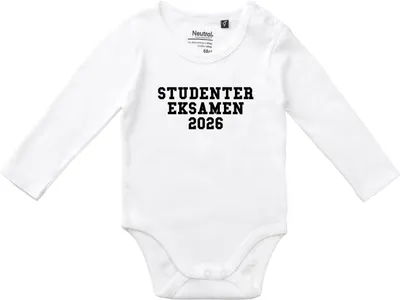 Produktbild von Huuraa Baby Body Studentereksamen 2026 Abschluss Dänemark 74 White  Baumwolle Fairtrade Langarmbody Geschenkidee