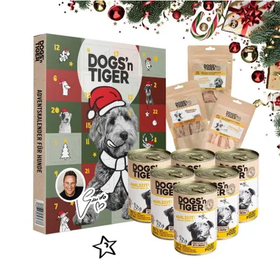 Obrázok produktu pre Dogs'n Tiger - Guido Maria Kretschmer Vianočný box pre psov Chicken | Exkluzívny darčekový box s prírodnými a vysokokvalitnými pochúťkami pre psov z 85 % mäsa