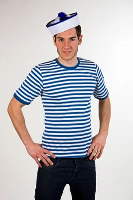 Produktbild von Ringelpulli blau/weiß oder rot/weiß  Karneval Fasching, Größe:S, Farbe:blau/weiß