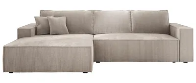 Produktbild von E-ZIMPAZ Ecksofa COBRA S mit Schlaffunktion und Bettkasten, Stilvoll Eckcouch L-Form, Cordstoff, Holzkonstruktion, Seite Links Cremig POSO 100
