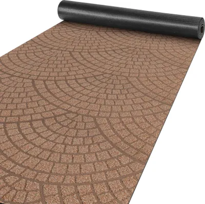 Produktbild von Küchenläufer Flur Teppichläufer Velours Läufer DAVIS Braun Mosaik Robust Breite 67cm Länge 120cm