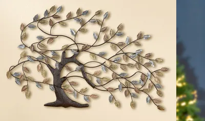 Image de Gilde Wandrelief, Baum, "Herbststurm", Metall, braun, goldfarben, silberfarben, VE 2, L. 2 cm, B. 107 cm, H. 68 cm 67486 4063387674864