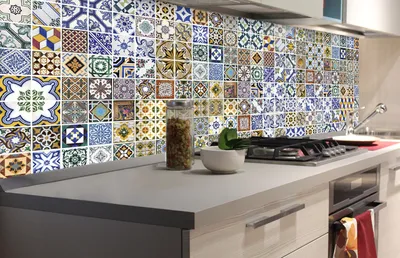 Produktbild von Küchenrückwand Folie selbstklebend PORTUGIESISCHE FLIESEN 180 x 60 cm - Klebefolie - Dekofolie - Spritzschutz für Küche -