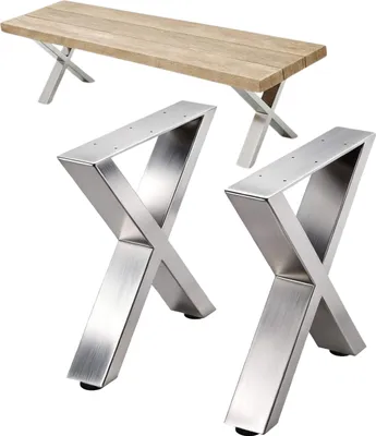 Immagine prodotto di DanDiBo 2x telaio per panca in acciaio inox 43 x 40 cm piedi per panca gambe per panca 96677 corridori per panca gambe per tavolo da caffè telaio per tavolo