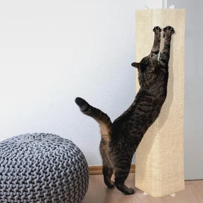 Produktbild von 2X Oramics 2in1 Katzen Kratzbrett für Wand und Ecke zum Aufhängen - Wandkratzbrett Eckkratzbrett eine Seite aus Natursisal, eine aus Plüsch ca. 80x27,5x1cm - Kratzmatte Kratzpad Katzenkratzbrett