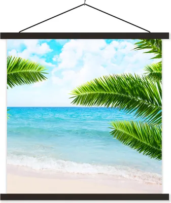 Produktbild von MuchoWow® Textilposter Tropisch - Palme - Strand 40x40 cm mit schwarzem Rahmen - Fotos