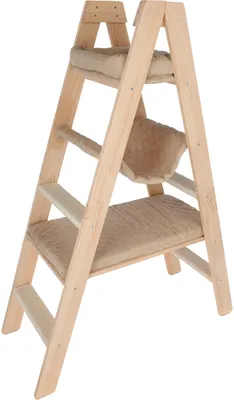 Produktbild von Kerbl Kratzbaum Ladder (97x35x134cm, massiv, Velour, 4 Stufen) natur/beige 80921