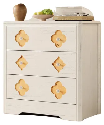 Image de Table de chevet, 3 tiroirs, design moderne et minimaliste, blanc