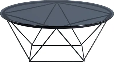 Produktbild von Couchtisch / Beistelltisch Nairo 2 in grau - Glas, Metall - D=90cm, H=36cm
