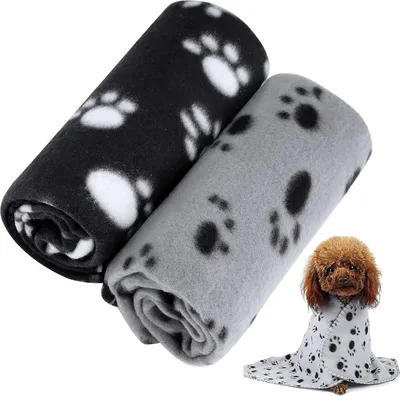 Produktbild von Welpendecken Hunde- und Katzendecke mit Pfotenabdrücken, Haustierkissen, weiche Fleecedecke für Hunde und Katzen, Welpendecke