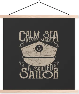 Produktbild von MuchoWow® Textilposter Jahrgang - Segeln - Hut 40x40 cm mit holzfarbenen Rahmen - Posterleiste