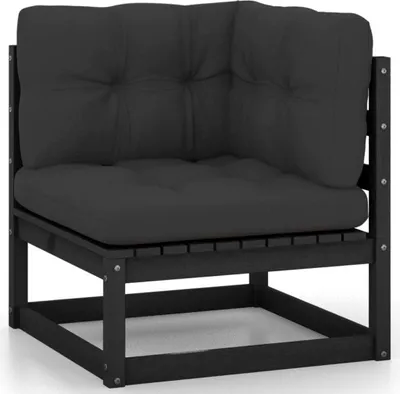 Image de vidaXL Ensemble salon de jardin 2 pièces avec coussins Pin massif noir