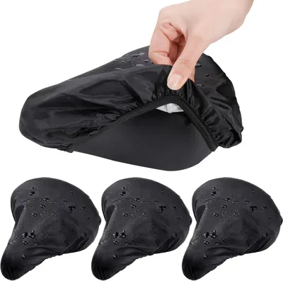 Imagen del producto de Funda para sillín de bicicleta - 4 unidades - cubierta impermeable para sillín - funda para asiento de bicicleta - con cordón ajustable - protección UV - resistente al polvo - protector para sillín - color