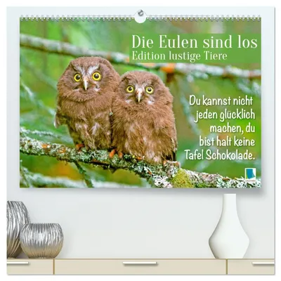 Produktbild von Die Eulen sind los: Edition lustige Tiere (hochwertiger Premium Wandkalender 2027 DIN A2 quer), Kunstdruck in Hochglanz