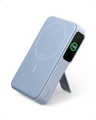 Immagine prodotto di Anker MagGo Power Bank, caricabatterie mobile veloce compatibile con MagSafe con Qi2, batteria da 10.000 mAh, display intelligente e supporto pieghevole, per iPhone 17/16/15/14/13, cavo USB-C incluso