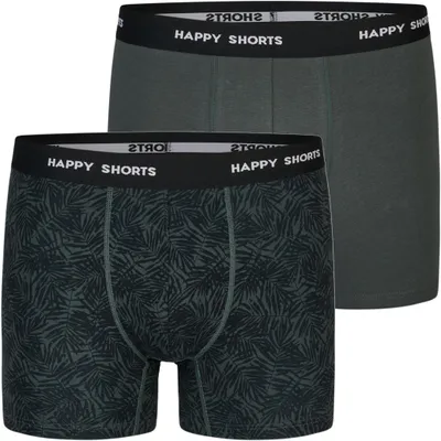 Produktbild von 2 Happy Shorts Jersey Trunk Herren Boxershorts Pant Palme Dunkel - Grösse: XL, Farbe: Palmenblätter