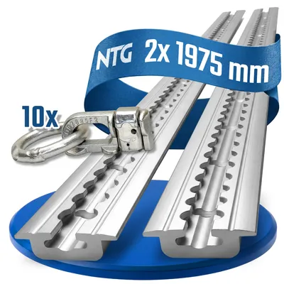 Produktbild von Airlineschiene Zurrschiene 2 x 2 m 2 Meter zum Einlassen Alu + 10x Doppelfitting