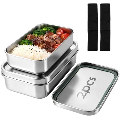 Immagine prodotto di Solidchoice - Set di 2 contenitori per il pranzo in acciaio inossidabile, a prova di perdite