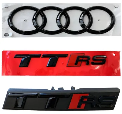 Original Audi TTRS Black Edition PAKET Schwarz Emblem Kühlergrill + Heck + Ringe – Produktansicht
