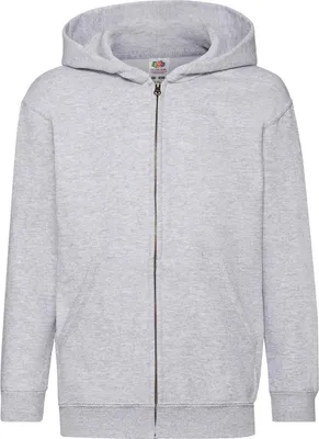Produktbild von F401NK - Fruit of the Loom Kids´ Classic Hooded Sweat Jacket Heather Grey    140