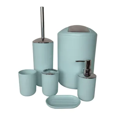 Produktbild von Badset 6-teilig, Badezimmer Zubehörset, Badaccessoires Mint Grün
