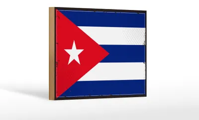 Produktbild von Holzschild Flagge Kuba 18x12cm Retro Flag of Cuba