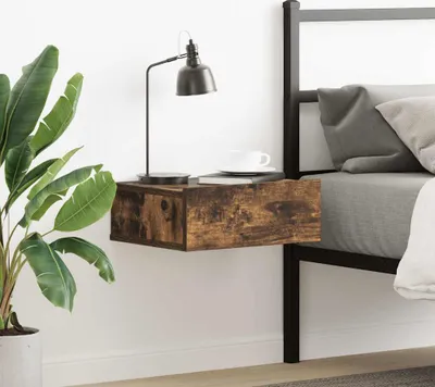 Obrázek produktu pro vidaXL Závěsný noční stolek Smoked Oak 40x30x15 cm Materiál dřeva