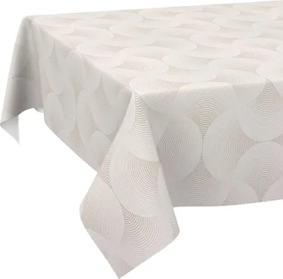 Produktbild von Tischdecke Geometrie Curva Grau Beige 2000x140cm Schnittkante Wasserabweisend abwaschbar