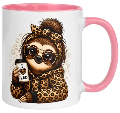 Produktbild von Tasse Faultier – „Leoparden Style“ – lustiger Geschenk Becher für Frauen