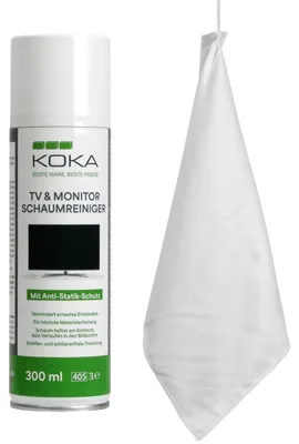 Produktbild von KOKA TV Reinigungsschaum + Mikrofasertuch Spray Dose Reiniger Monitor Fernseher