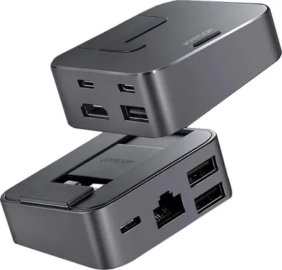 Produktbild von Joyroom Multifunktions Hub Stand Usb Typ C - Usb 3.0 / Rj45 / Hdmi / Usb Typ C / Thunderbolt Für Macbook Pro Grau (S-H121 Grau)