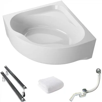 Obrázok produktu pre Aqua For You | Polimat Symetrická vaňa – 150 x 150 cm – antibakteriálna povrchová úprava – akryl – biely obklad – so sifónom – s nožičkami